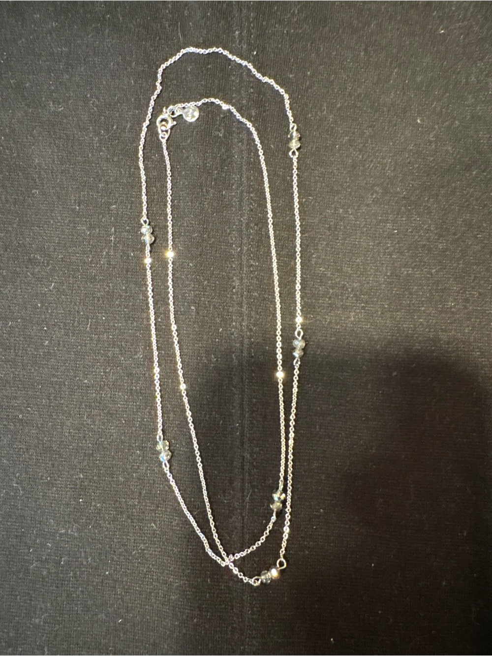 Loft Delicate Silver Gray Transparent Beaded Necklace - 32 1/2"